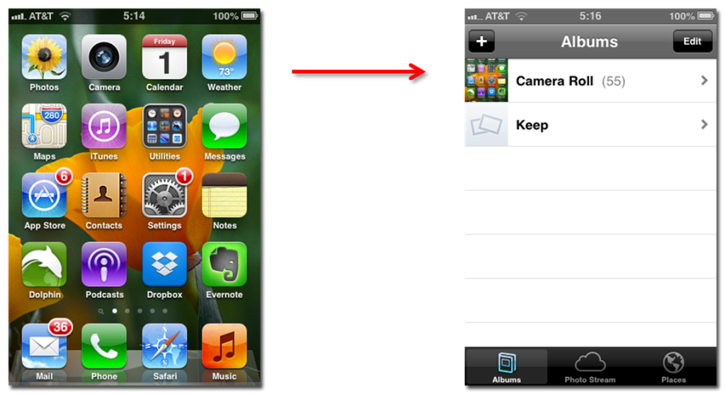 iPhone screenshot to album